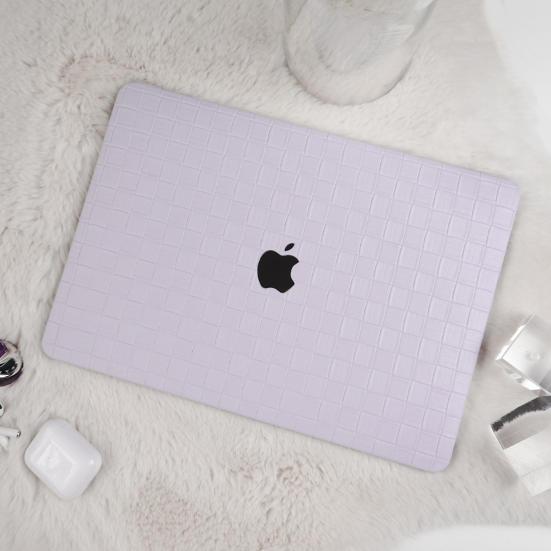 本革編みノートパソコン ハードケースMacBook Pro 14 Air 13 ケース かわいいパープル色