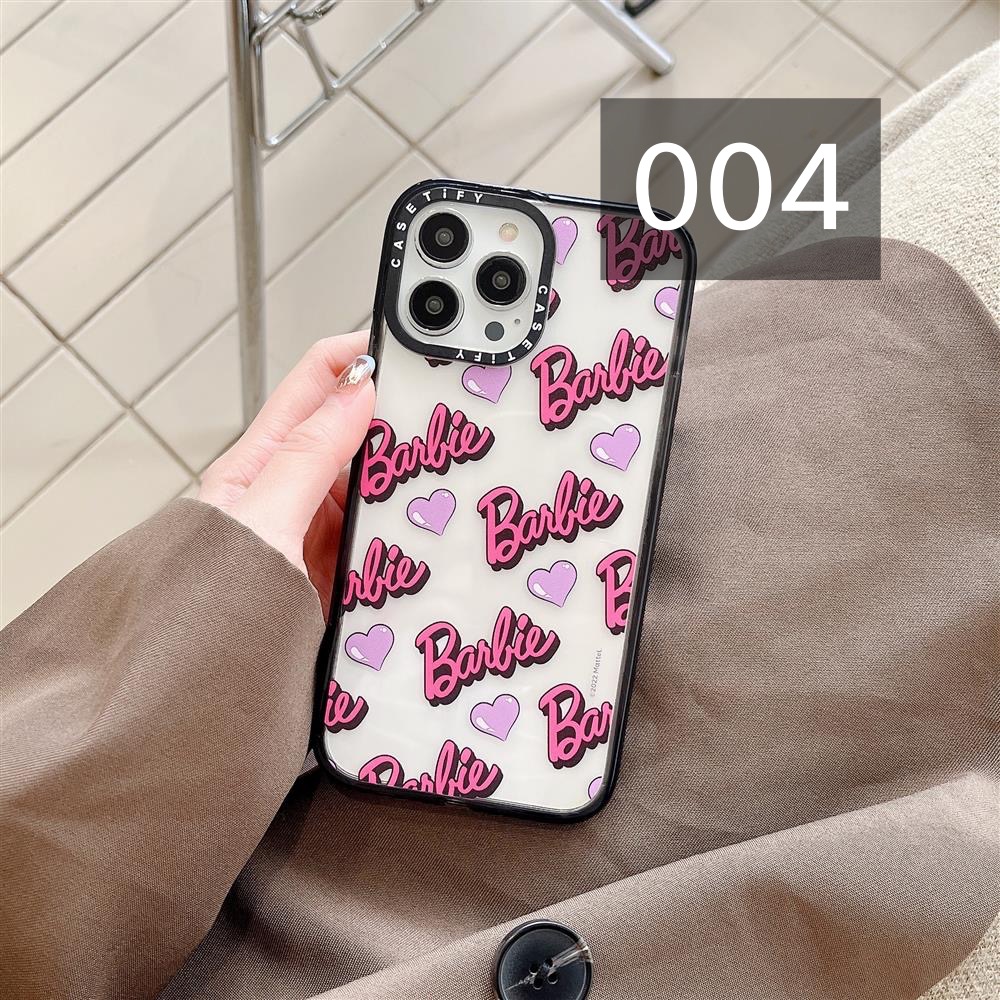 iPhone 14 Proスマホケース バービー コラボ可愛いピンク色アイフォン14/13proクリアケース